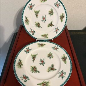 Set of 4 Salad Plates Mikasa Holiday Wishes Pattern Never Used!